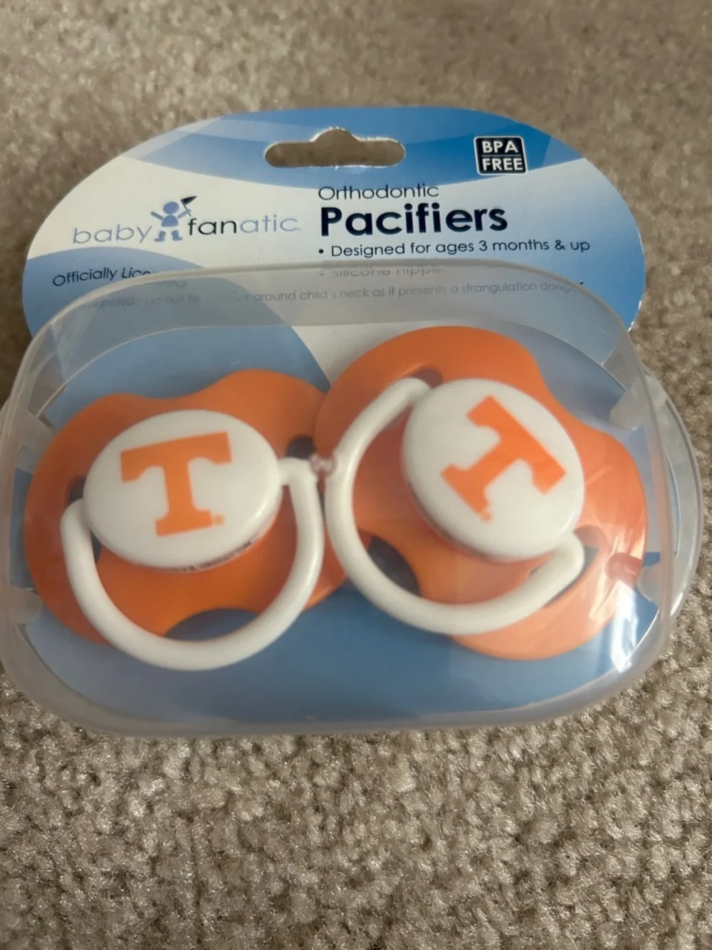 Baby Fanatic Orange/ White Orthodontic Pacifiers - Duo Pack Univ of Tennessee